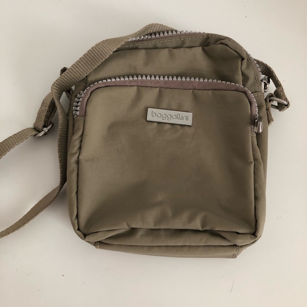 Baggalini Tan Nylon Mini Crossbody